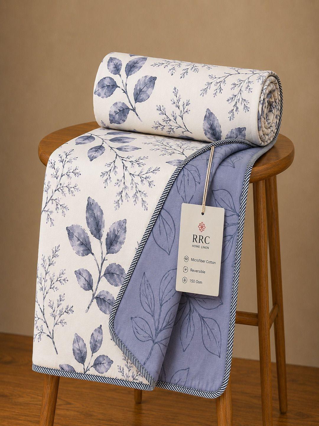 RRC White & Grey Floral Microfiber AC Room 210 GSM Single Bed Dohar
