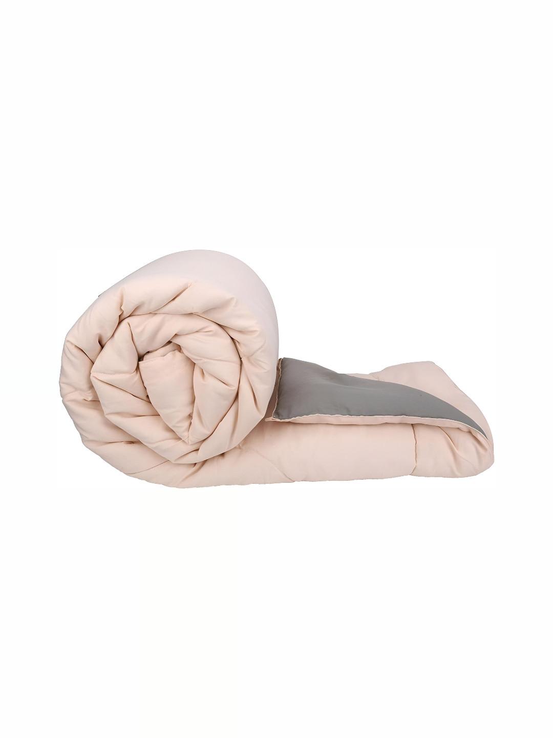 Comfowell Peach-Coloured & Grey Heavy Winter 233 GSM Single Bed Comforter