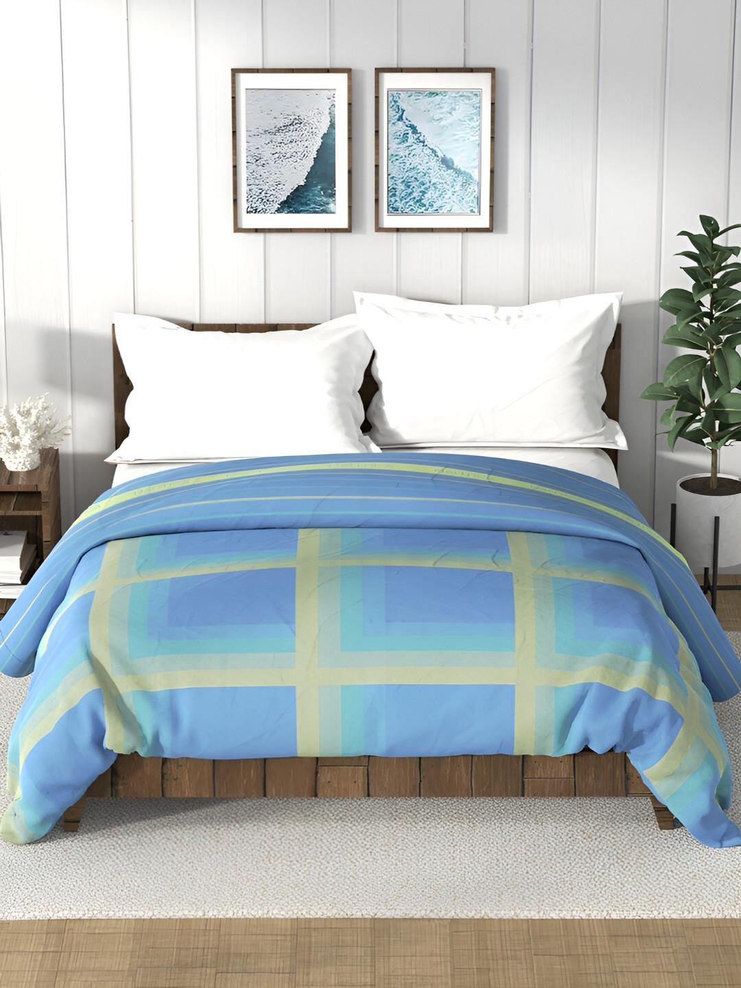 Nautica Bristol Blue & Green Checked AC Room 150 GSM Double Bed Comforter