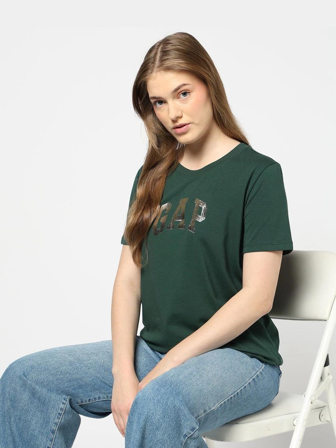 GAP Brand Logo Printed Drop-Shoulder Sleeves T-shirt