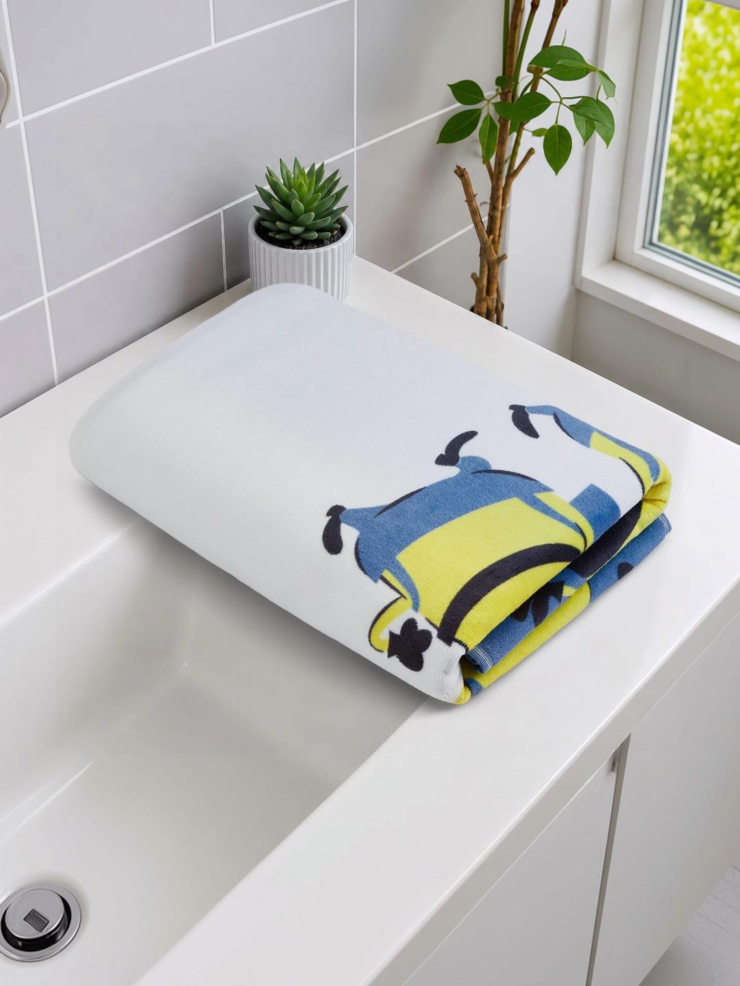SPACES Blue 1 Printed Cotton 450 GSM Bath Towel