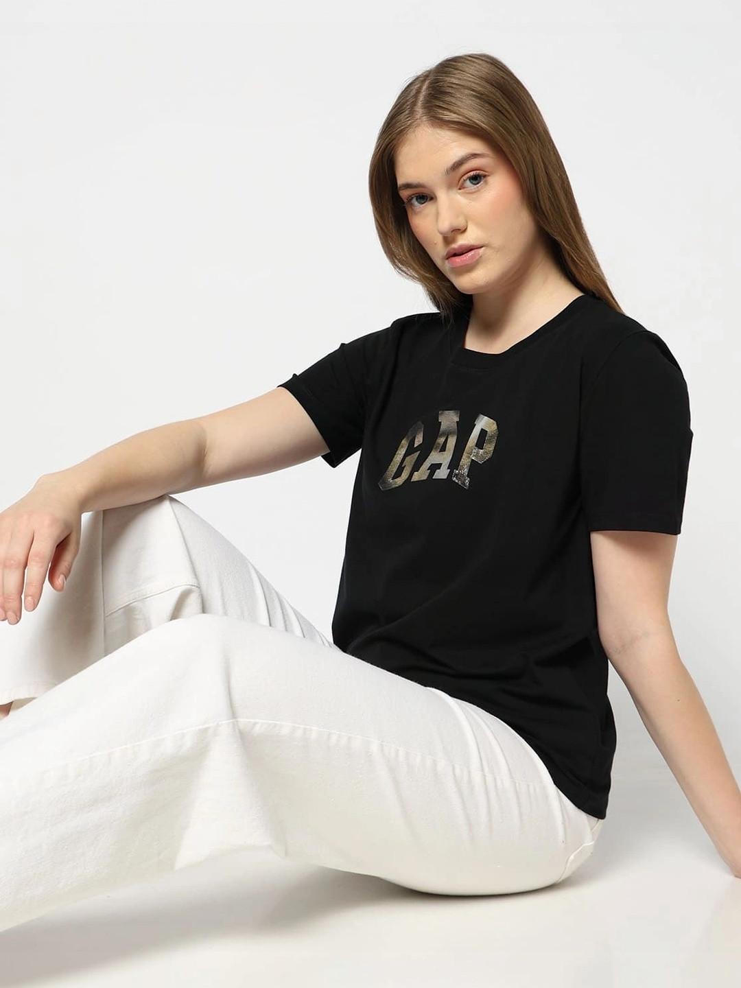 GAP Brand Logo Printed Drop-Shoulder Sleeves T-shirt