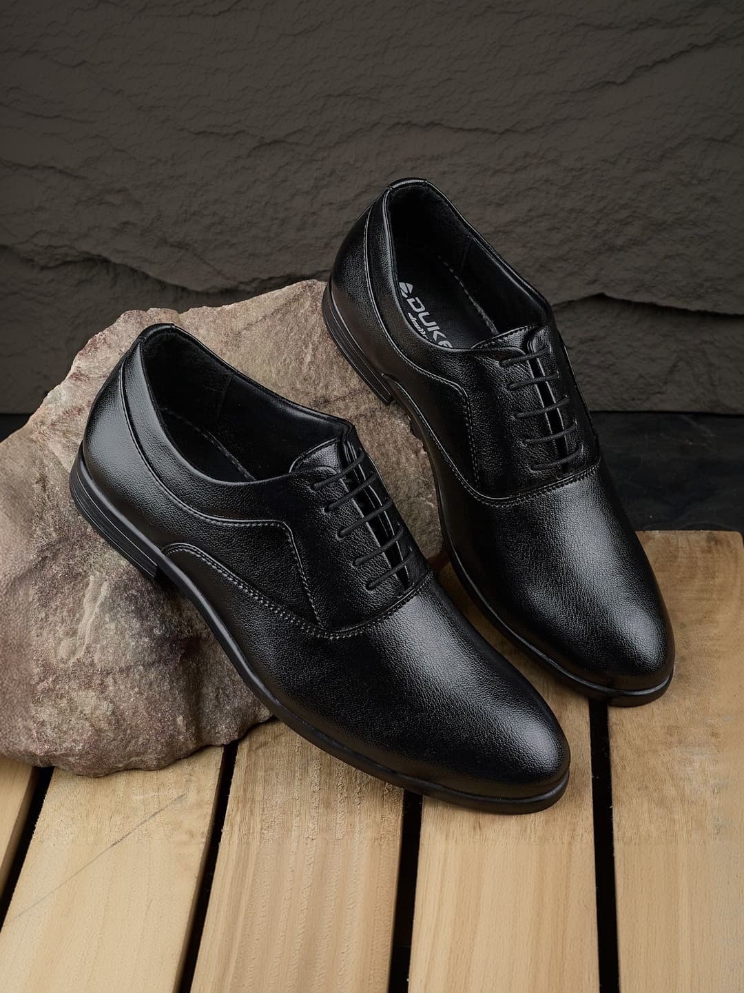 Duke Men Textured Pointed Toe Lace-Ups Formal Derbys