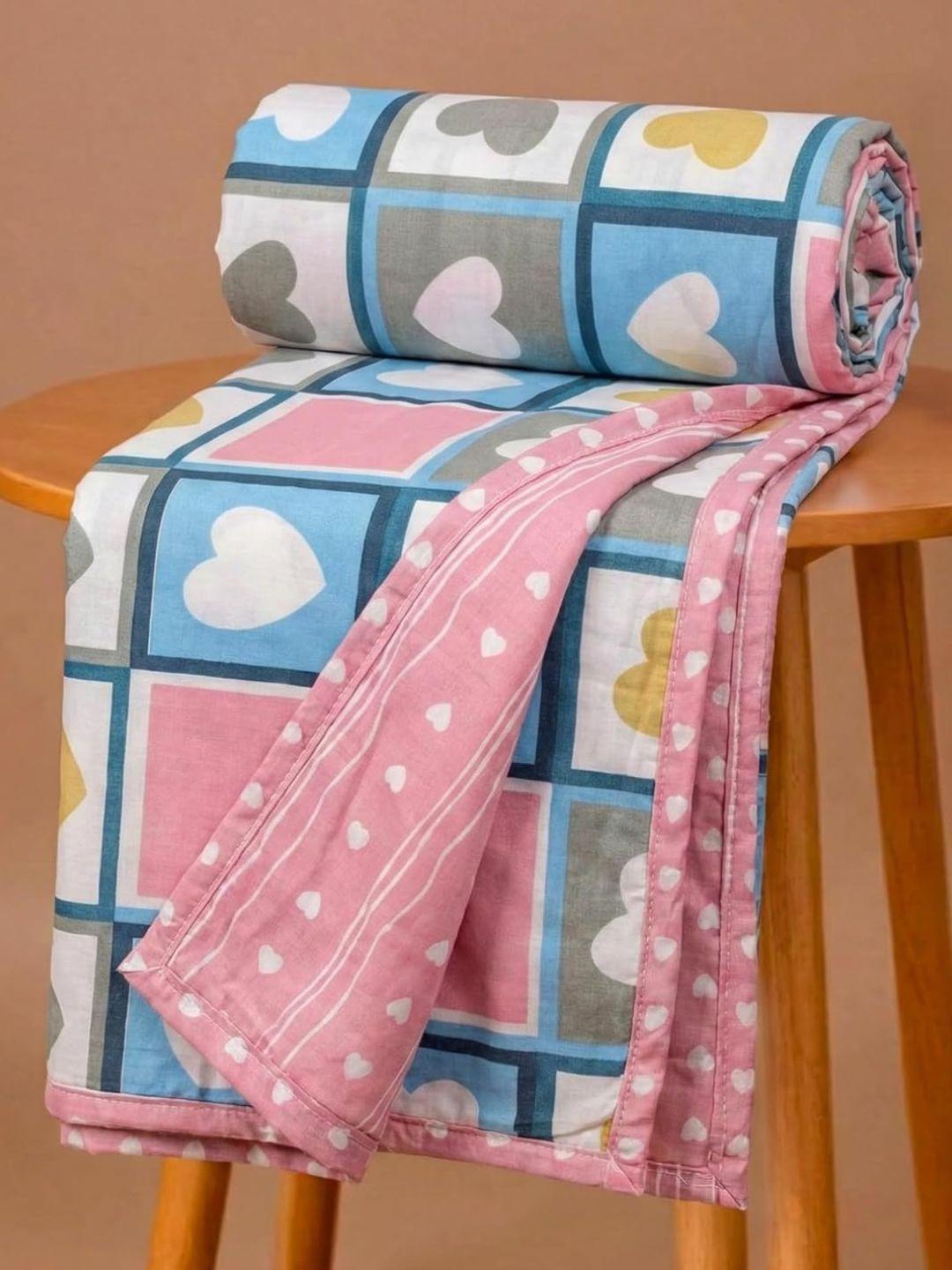 Anadhika Pink & Blue Floral Microfiber AC Room Double Bed Comforter