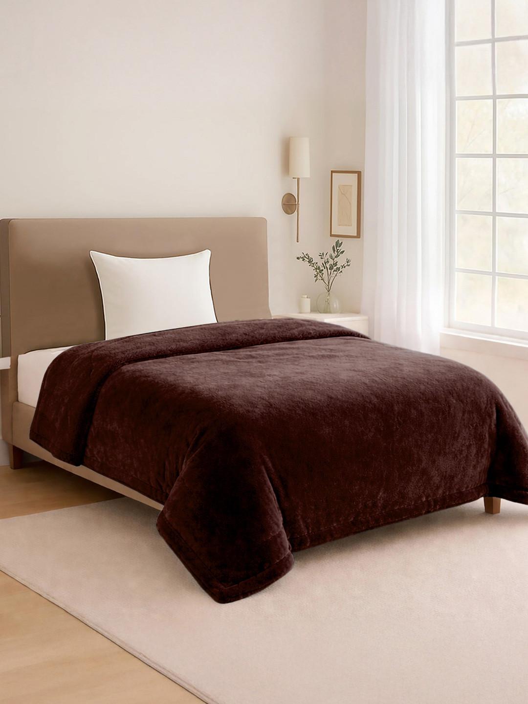 Cortina Brown 350 GSM Solid Single AC Blanket