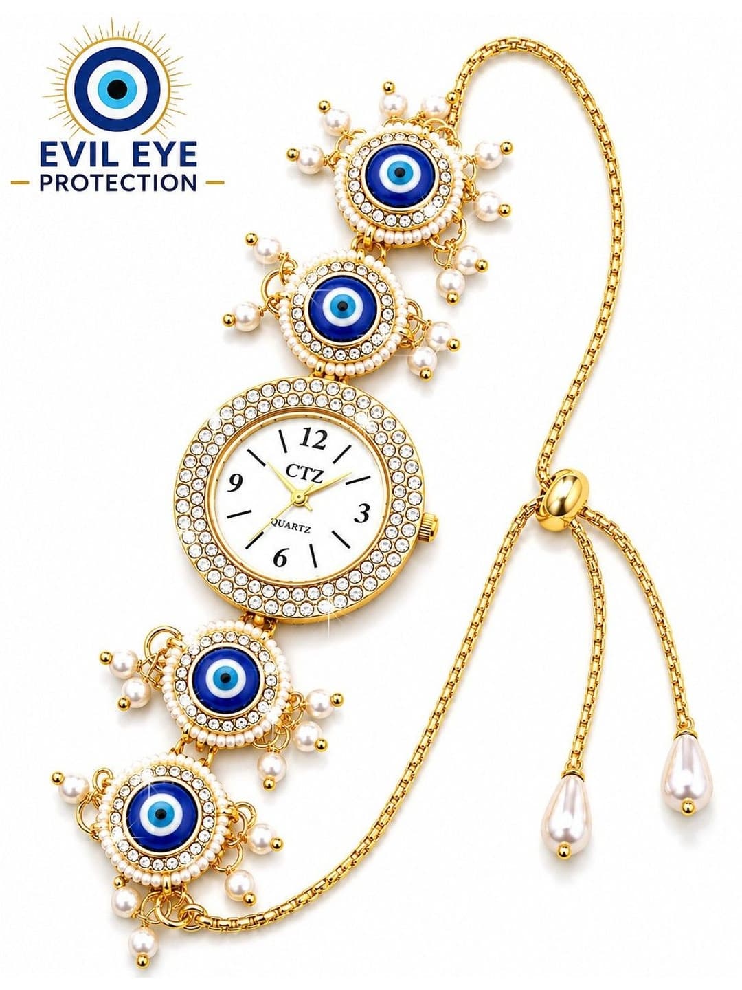 ARISTAL Jewellery Women Dial & Bracelet Style Straps Analogue Watches Evil Eye Bracelet Watch