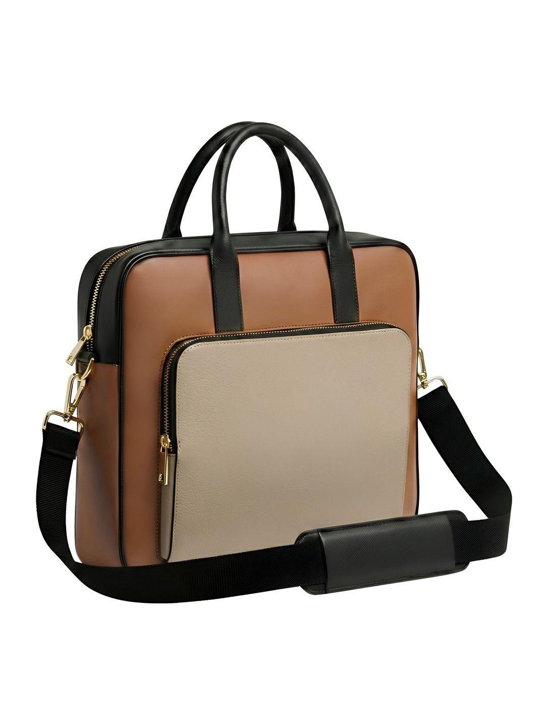 Slatestitch Unisex Colourblocked PU Laptop Bag