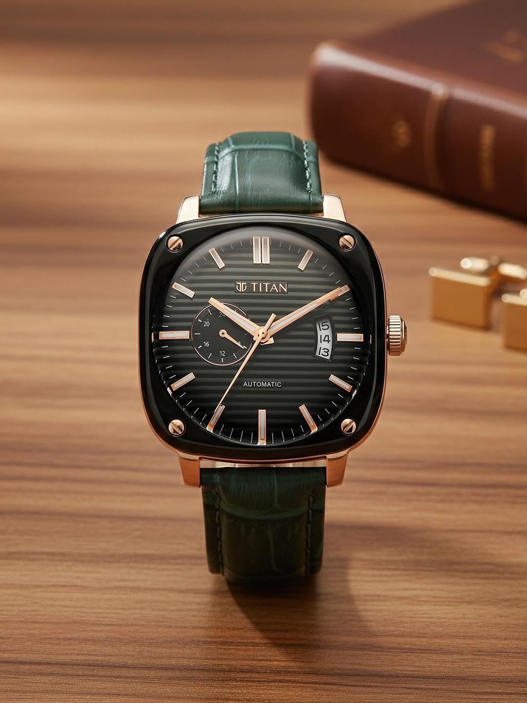 Titan Vintage Concealed Automatic Analog Green Dial Watch for Men - 90225KL01