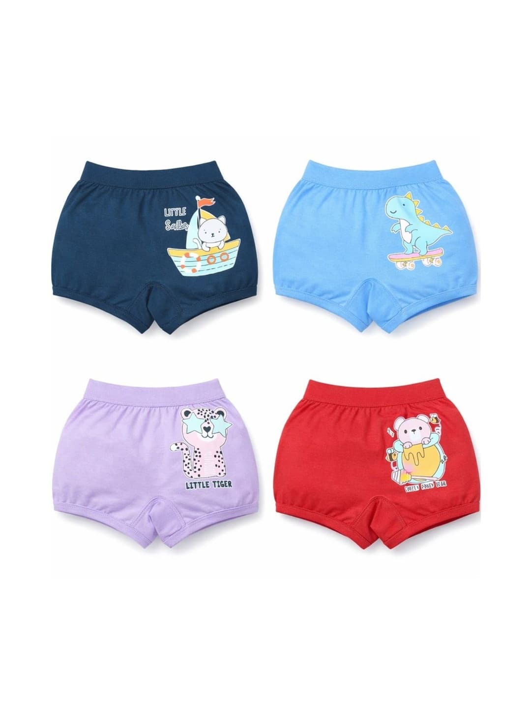 CUCUMBER Girls Pack of 4 Printed Cotton Basic Briefs