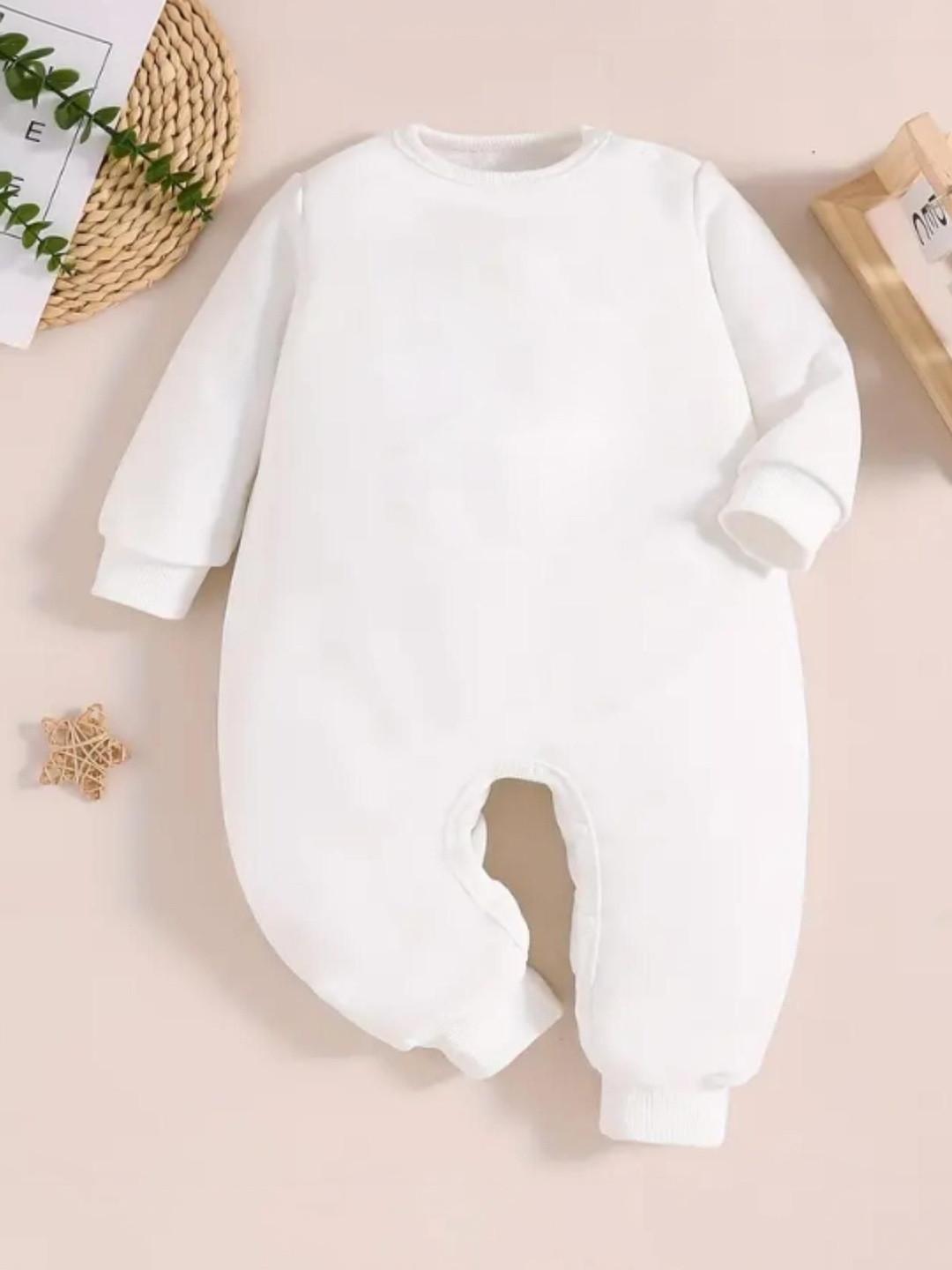 KNITROOT Infants Kids Printed White Cotton Romper
