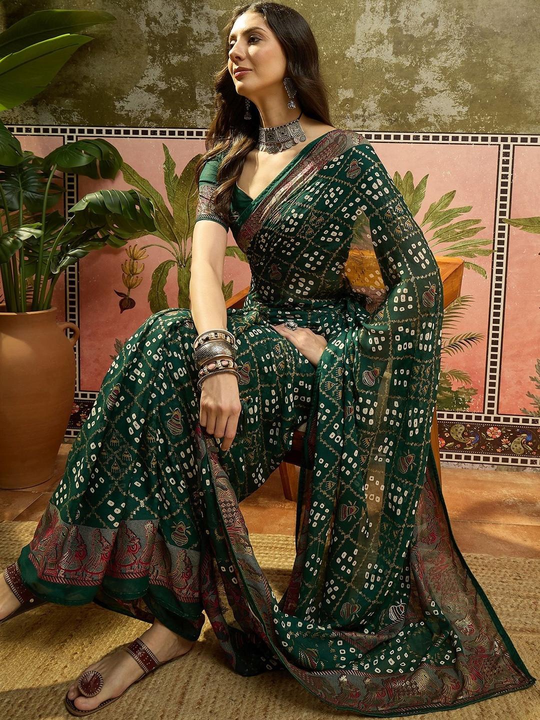 Sangria Printed Bandhani Sarees