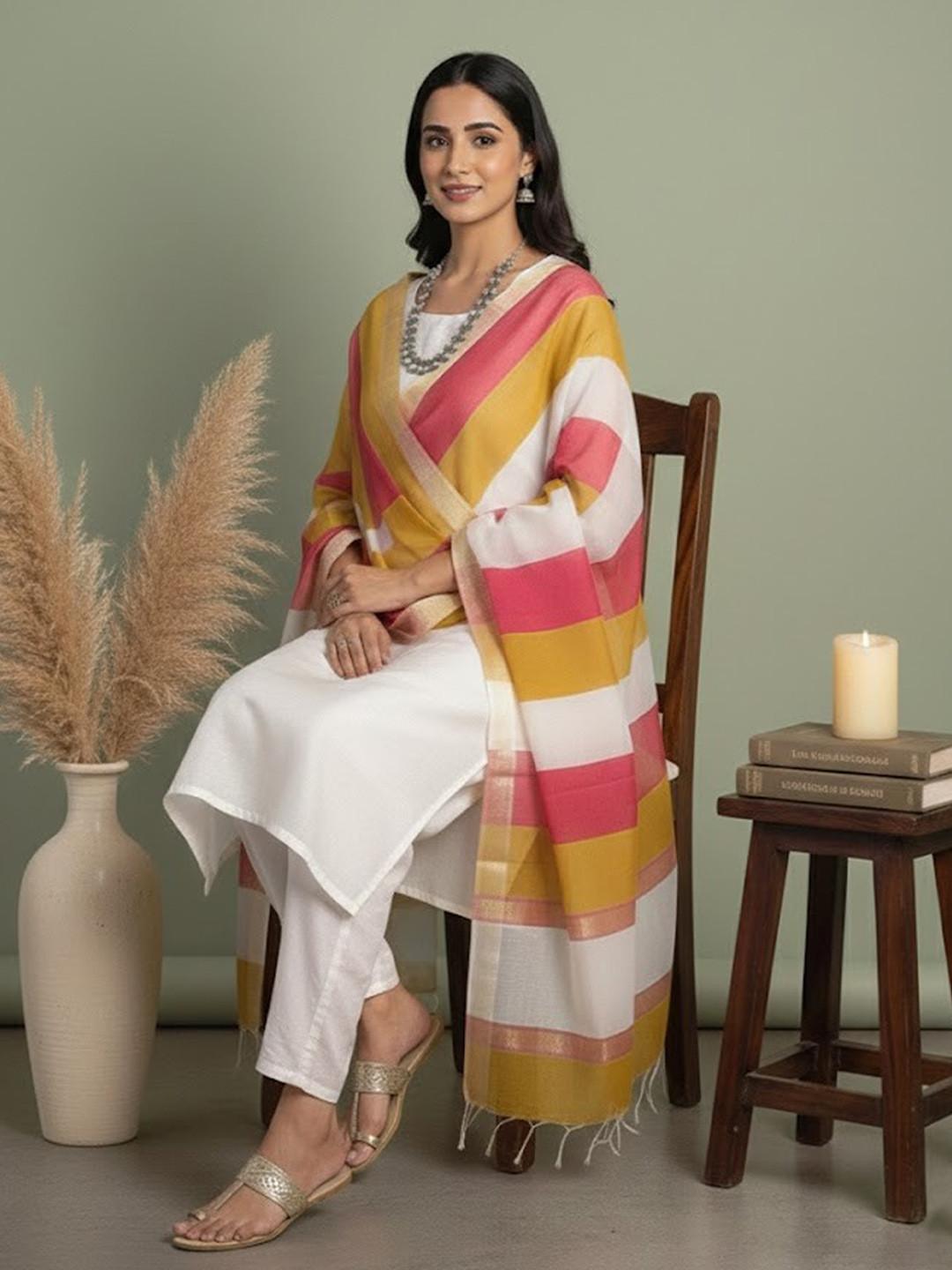 Sangria Woven Designed Fabric and Dupatta Dress Material