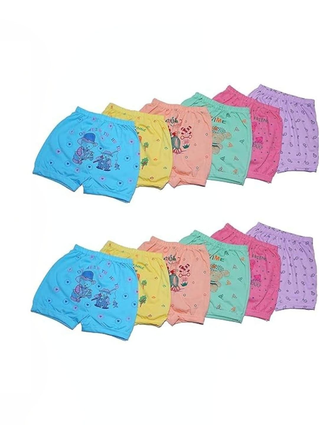 Bexzzor Girls Pack of 6 Conversational Printed Seamless Cotton Basic Briefs