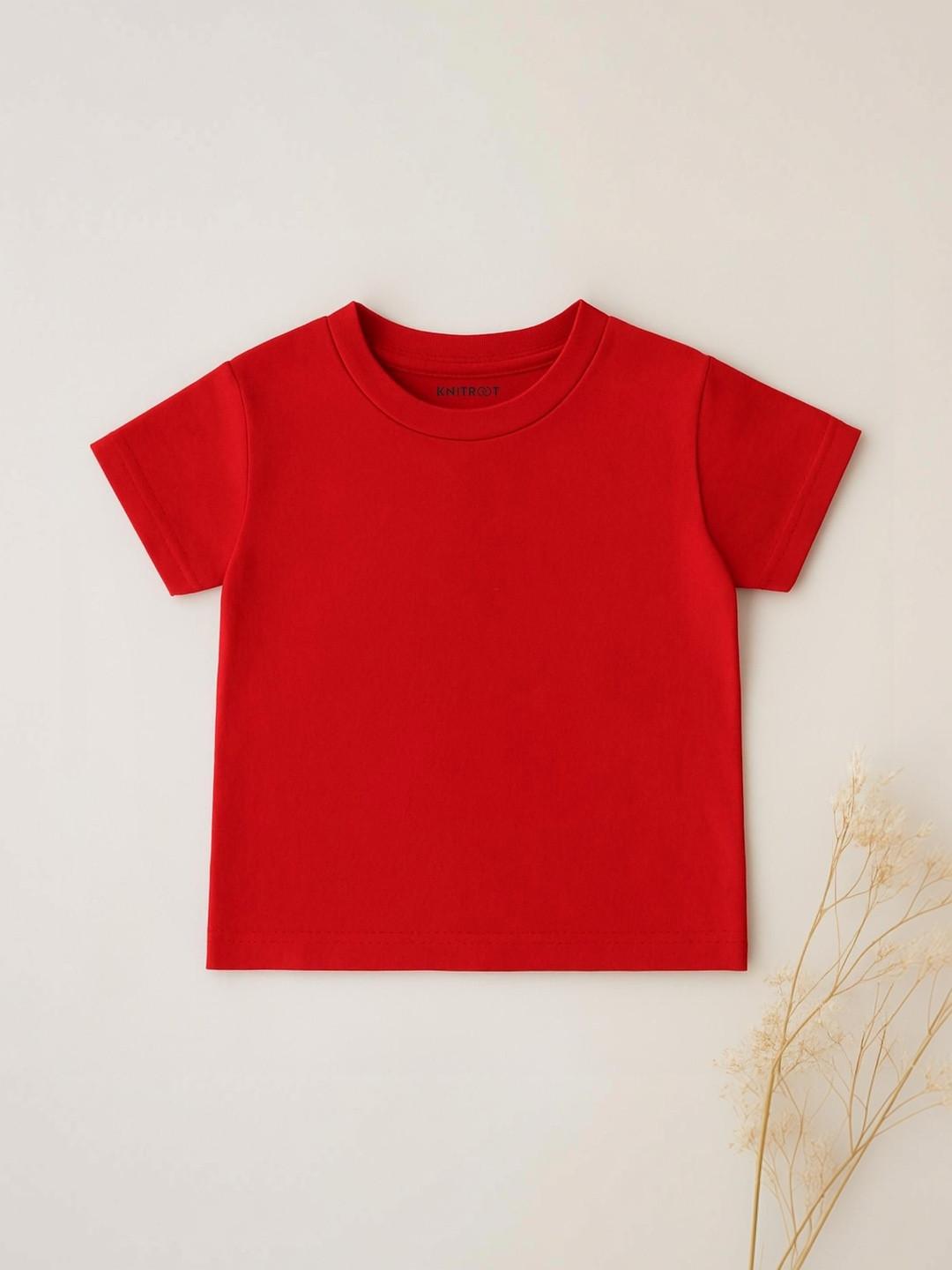 KNITROOT Infants Unisex Solid Cotton T-shirt for Babies