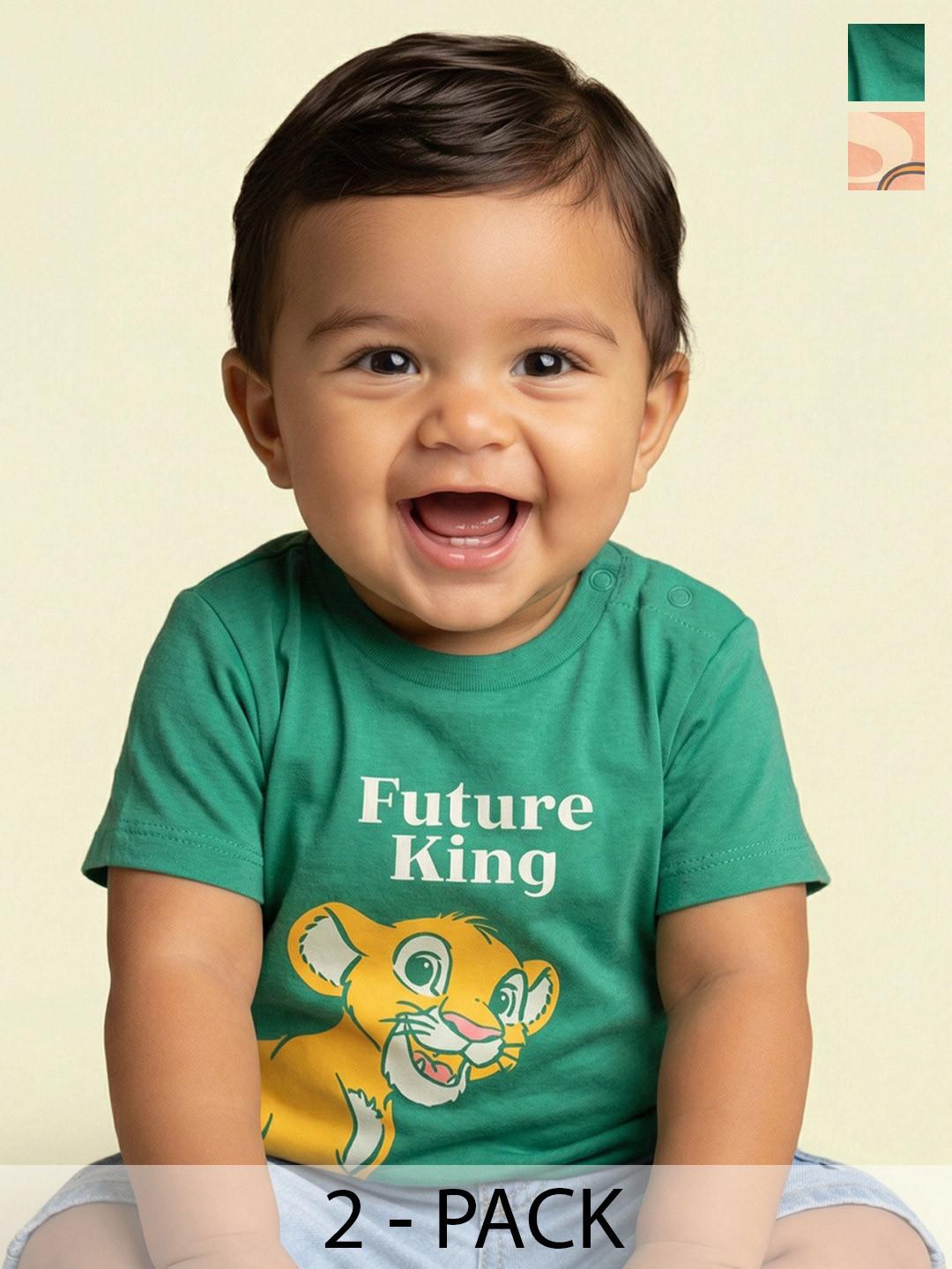 Nauti Nati Boys Lion King Pack of 2 Pure Cotton Graphic Printed T-shirt