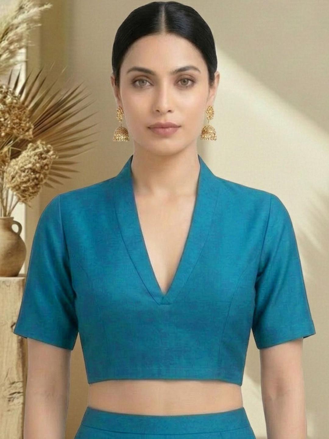 Thevasa Dupion Solid Saree Blouse