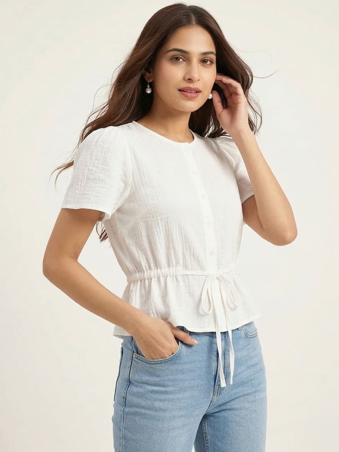 CORSICA Tie-waist Blouse Tops