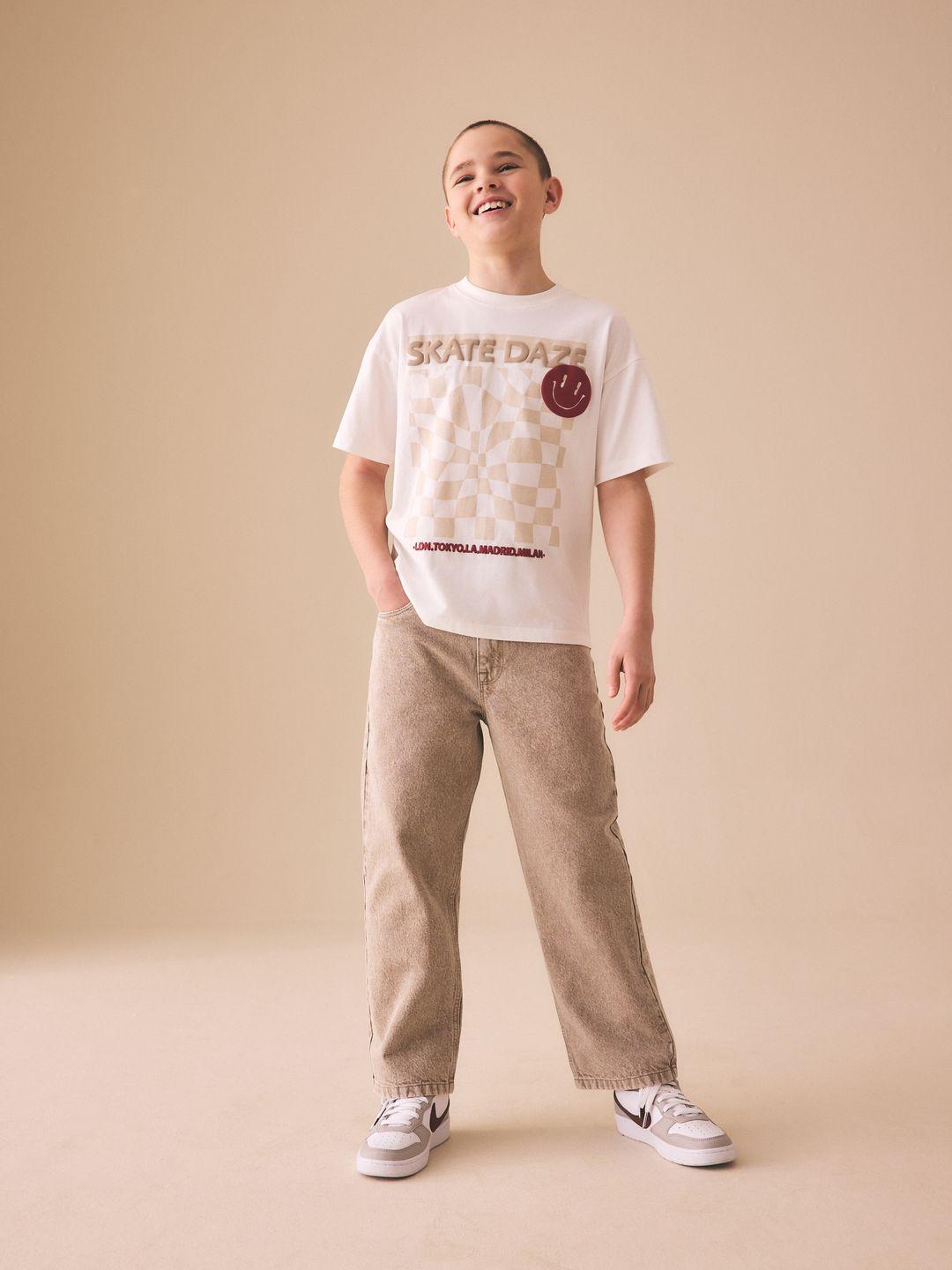 NEXT Boys Wide Leg Light Fade Pure Cotton Jeans