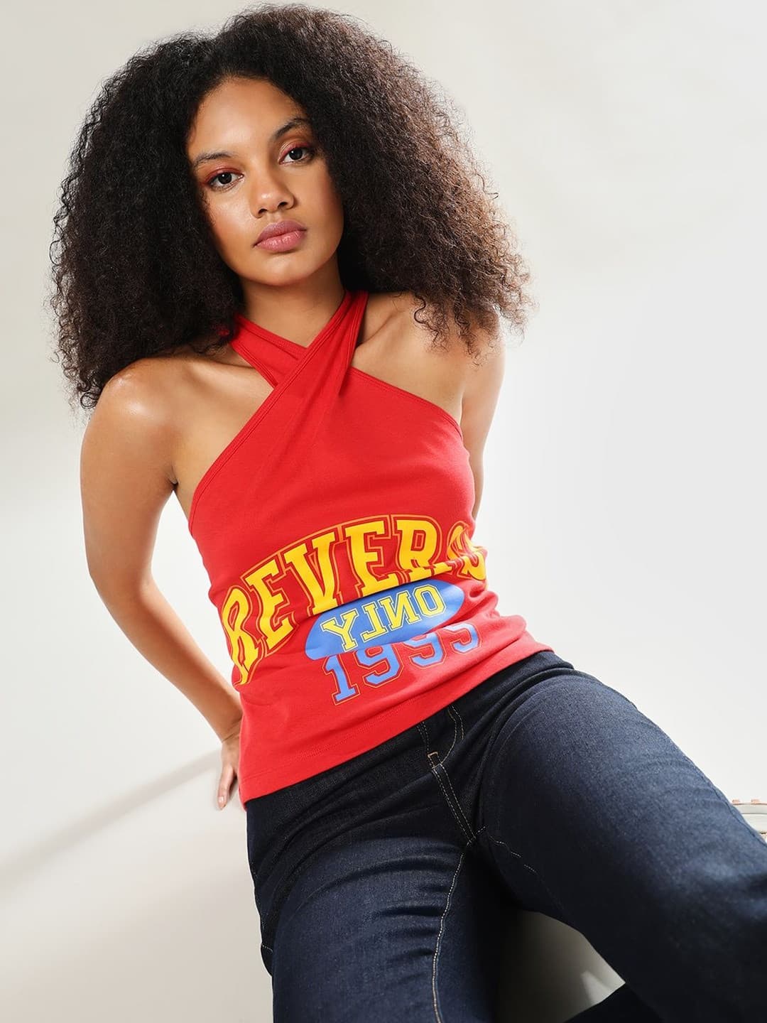 ONLY Print Halter Neck Cotton Top