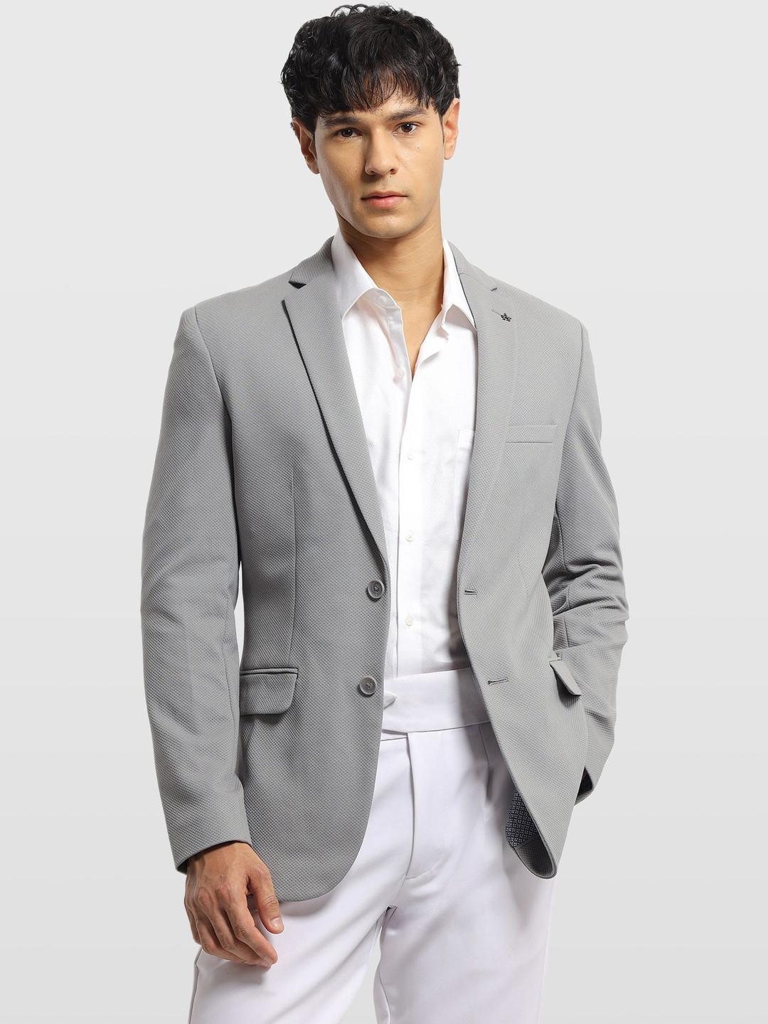 Arrow Self Design Notched Lapel Single-Breasted Slim Fit Formal Blazers