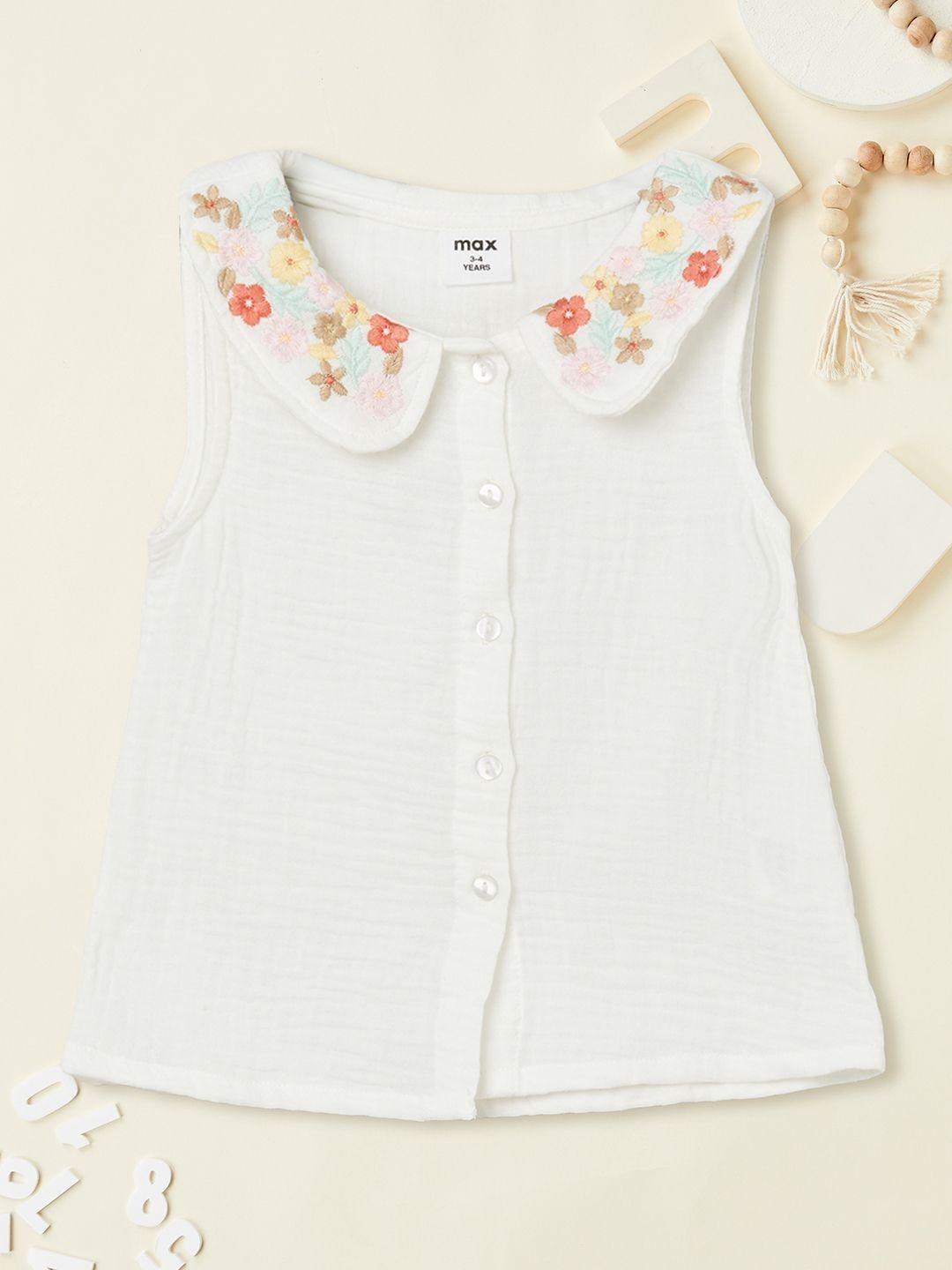 max Girls Beige Cotton Tops