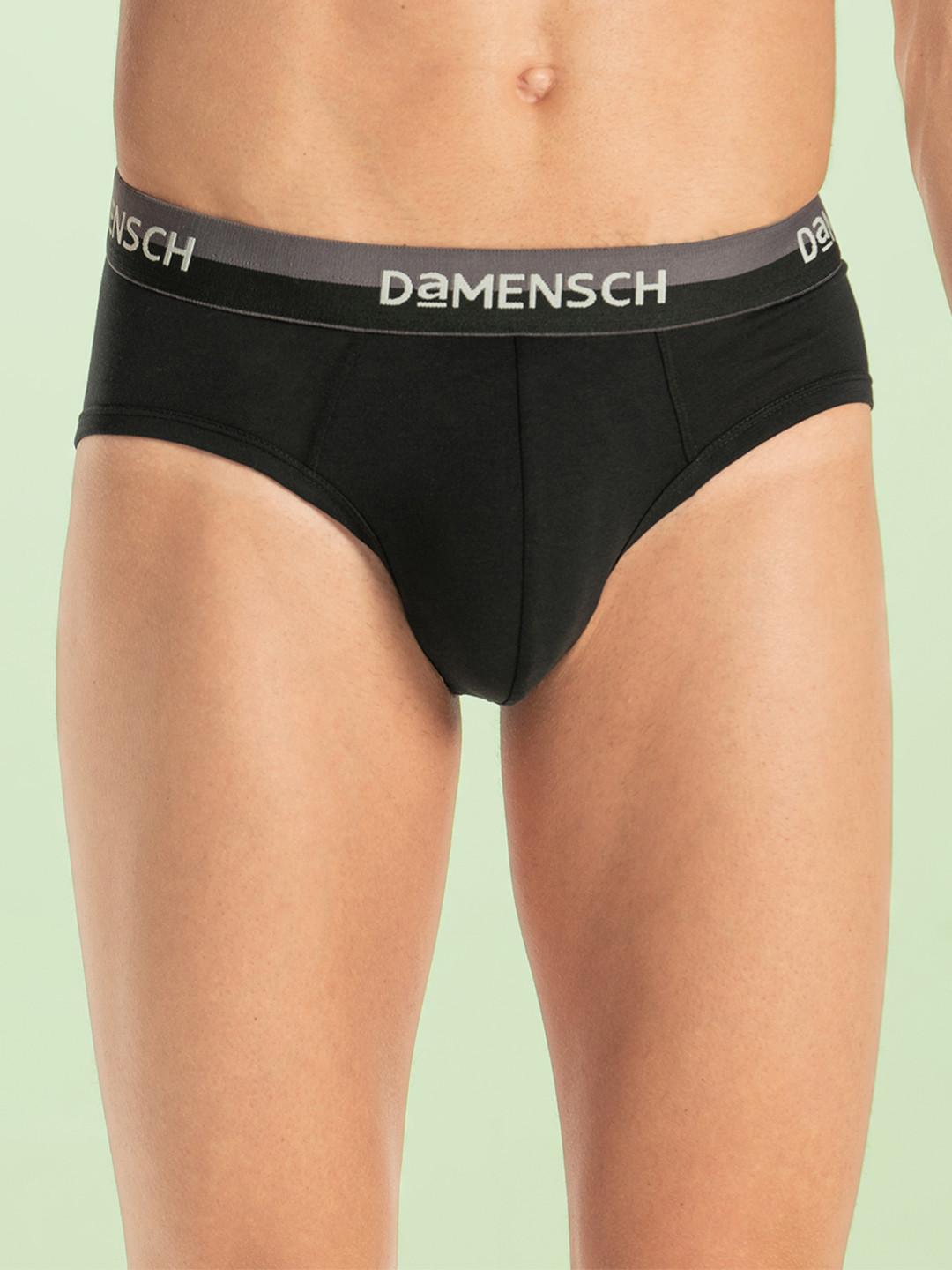 DAMENSCH Refrsh Maximum Comfort Outer-Elastic Cotton Briefs BR1048-JETBLK
