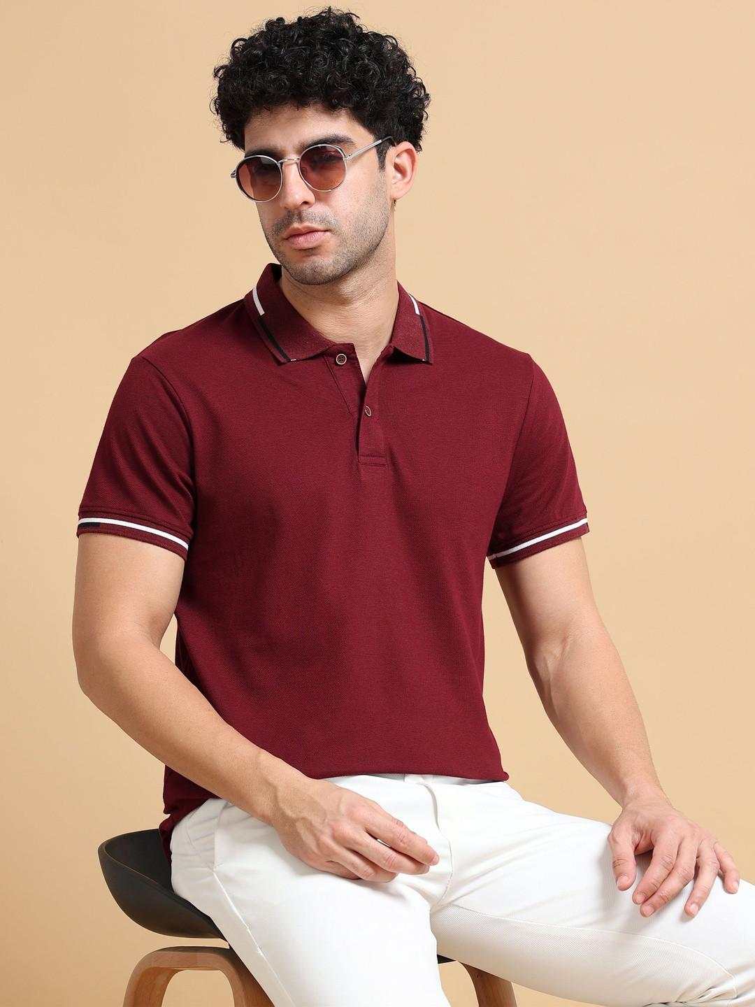 Mast & Harbour Men Polo Collar Pure Cotton T-shirt