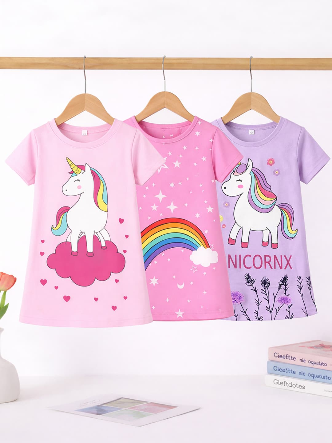 KEESOR Girls Pack of 3 Printed Dresses