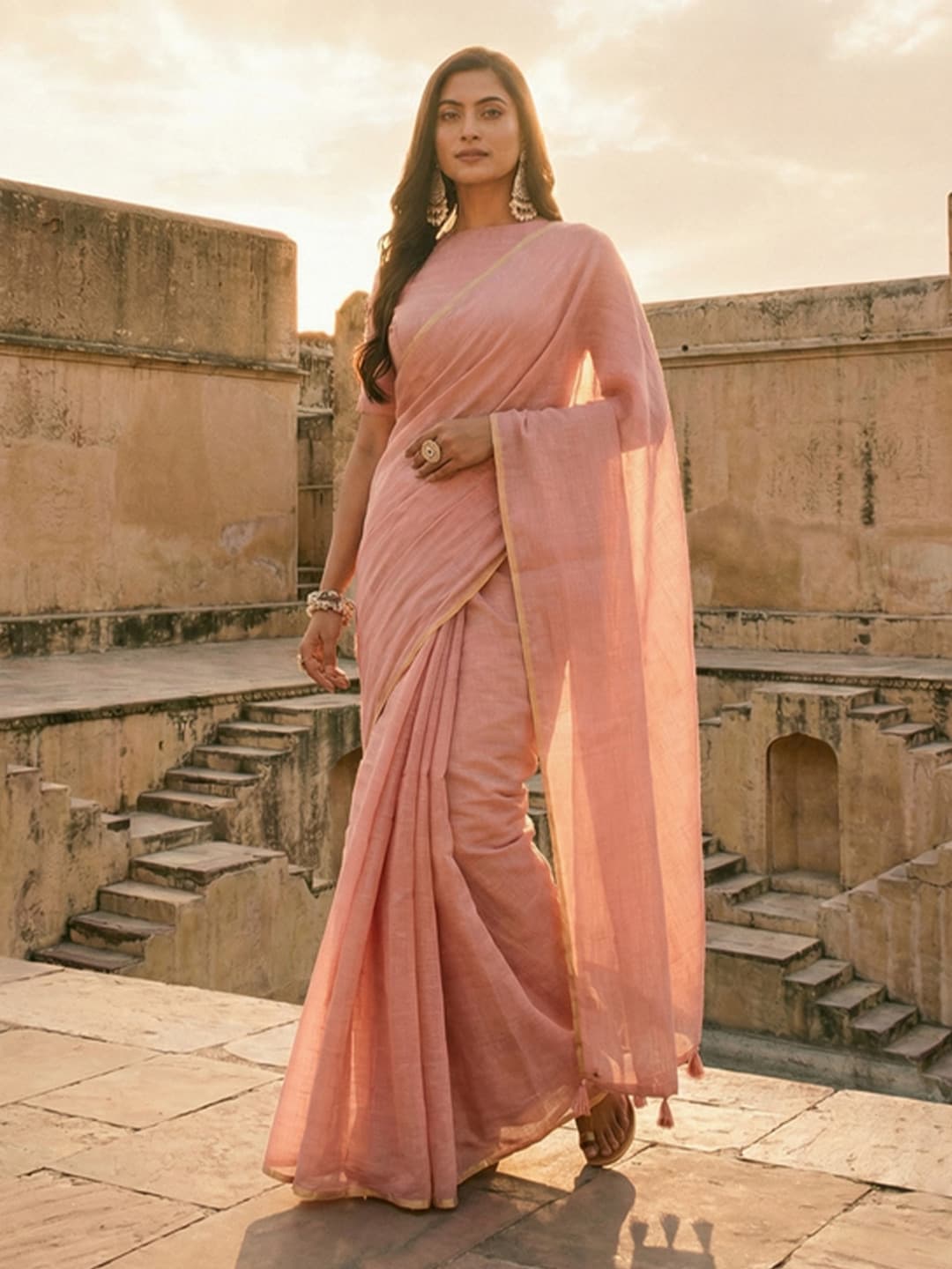 kasee Woven Design Jute Cotton Saree