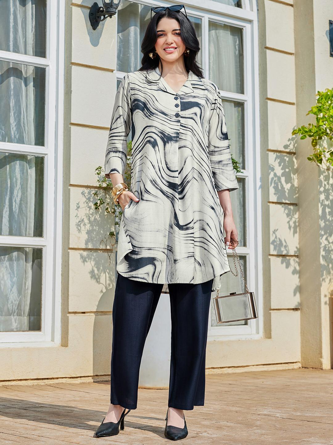 vedn Printed Top with Trousers