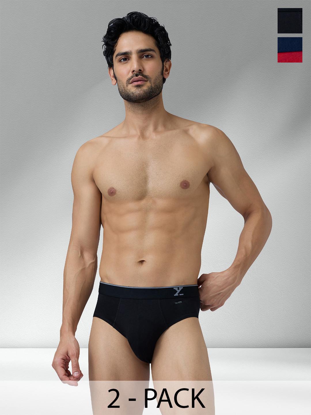 XYXX Men Solid Pack Of 2 Traq Silver Cotton Trunk Briefs