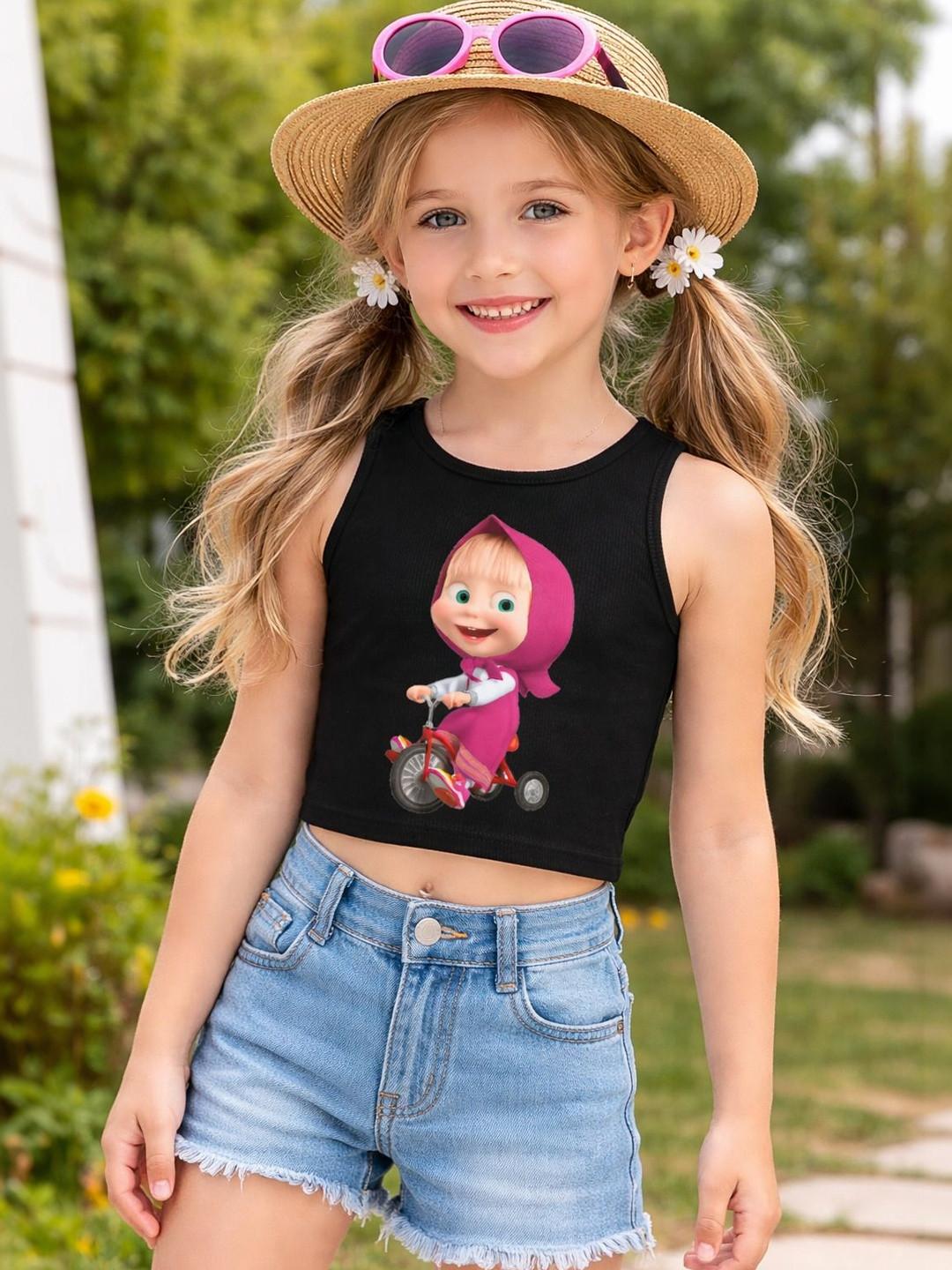 BAESD Kids Cartoon Print Crop Tops