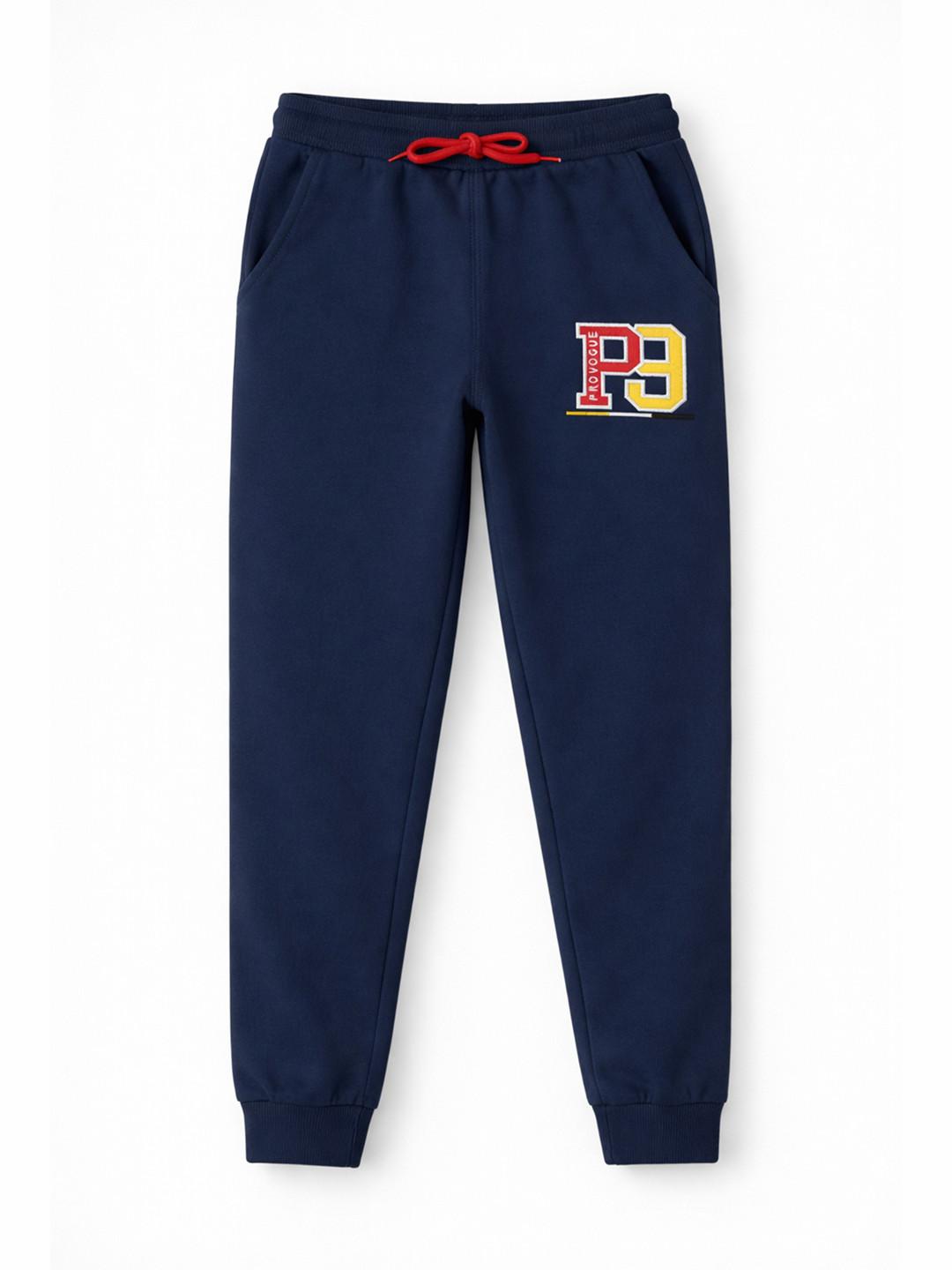 Provogue Boys Mid-Rise Typographic Printed Casual Cotton Joggers