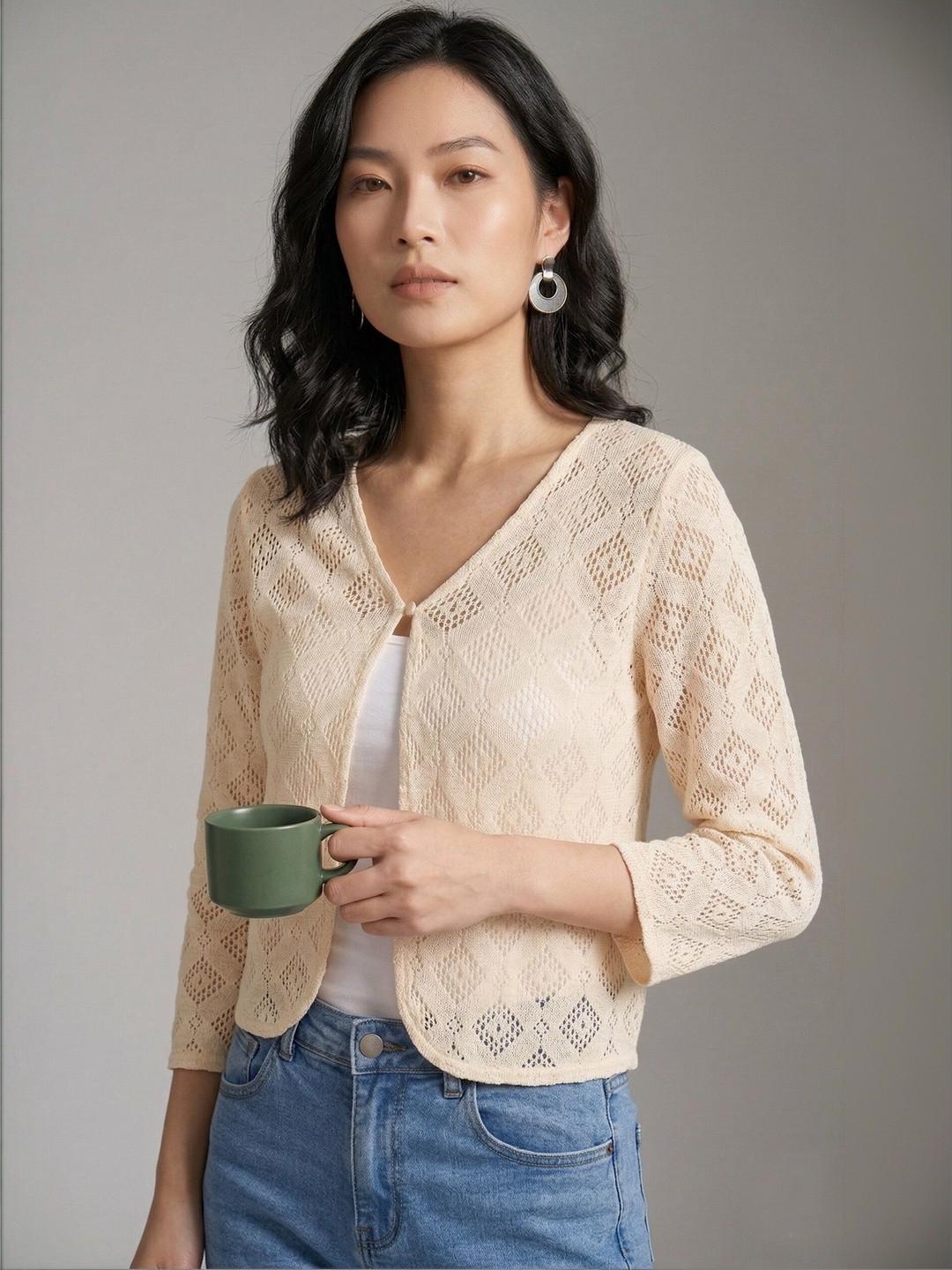 UnaOne Women Embroidered Shrug