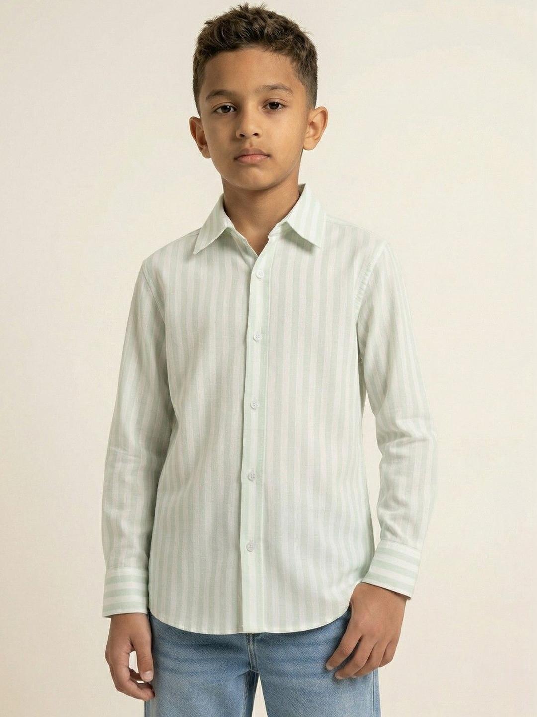 YK Boys Classic Striped Printed Casual Cotton Shirt