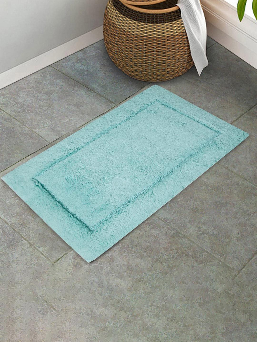 SPACES Green Cotton Anti-Skid Bath Rugs