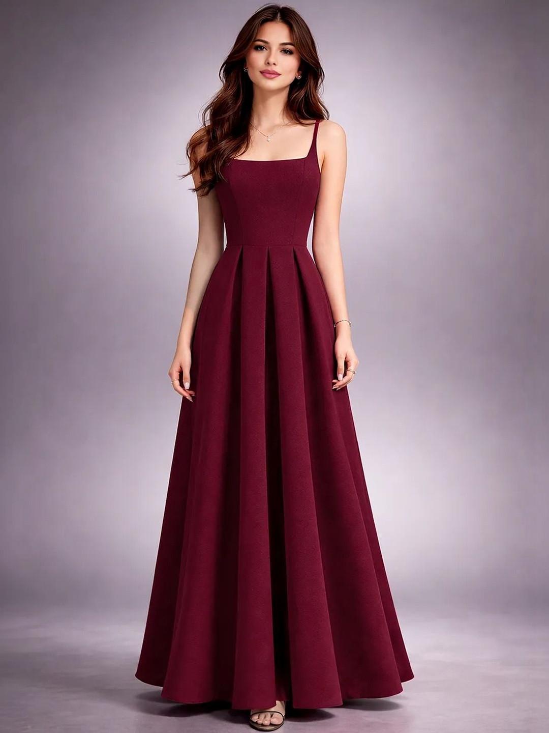 SZN Women Wine Solid Sleeveless Maxi Dress