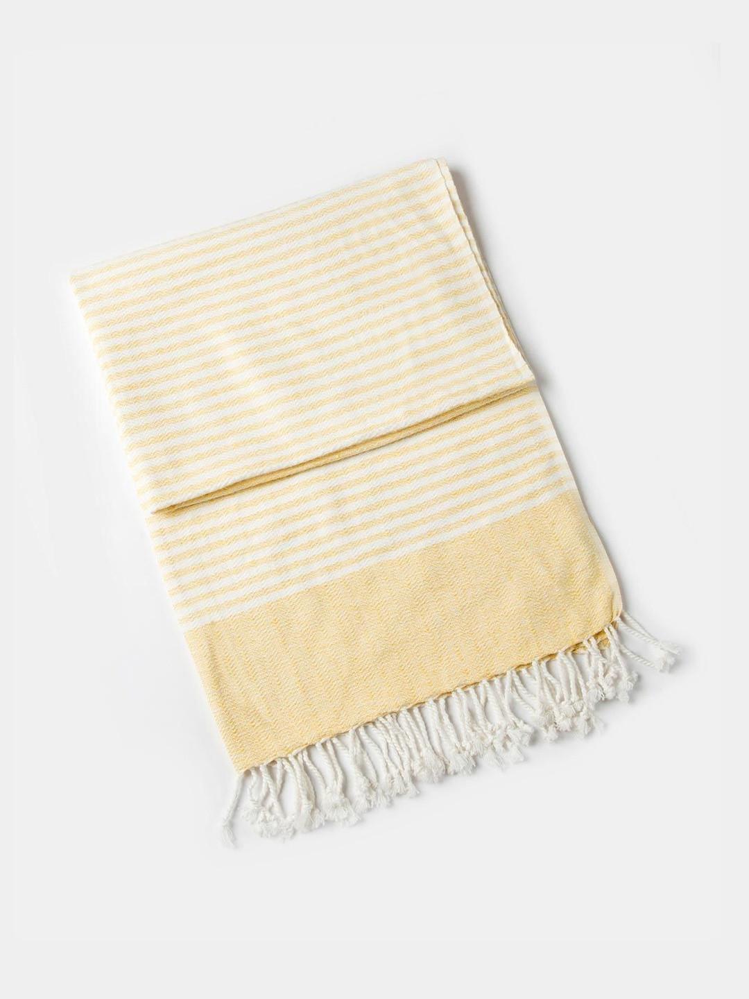 Fabindia Yellow Shahi Woven Cotton Towel