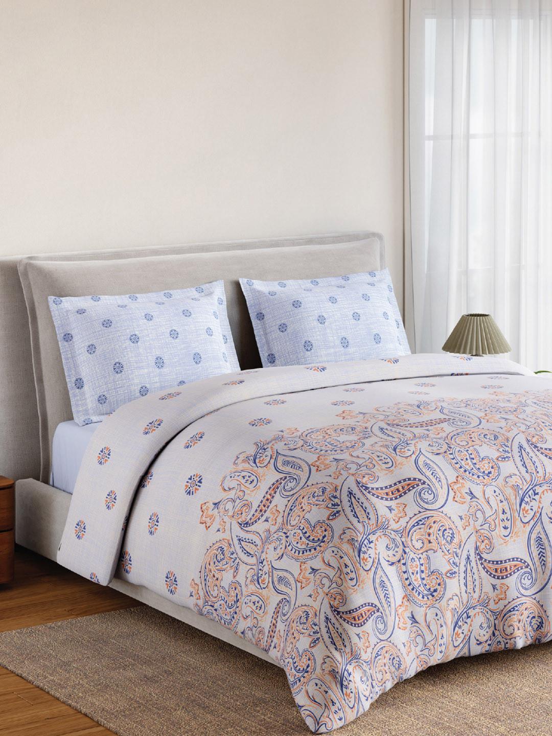 SPACES White 144 TC Queen Bedsheet with 2 Pillow Covers