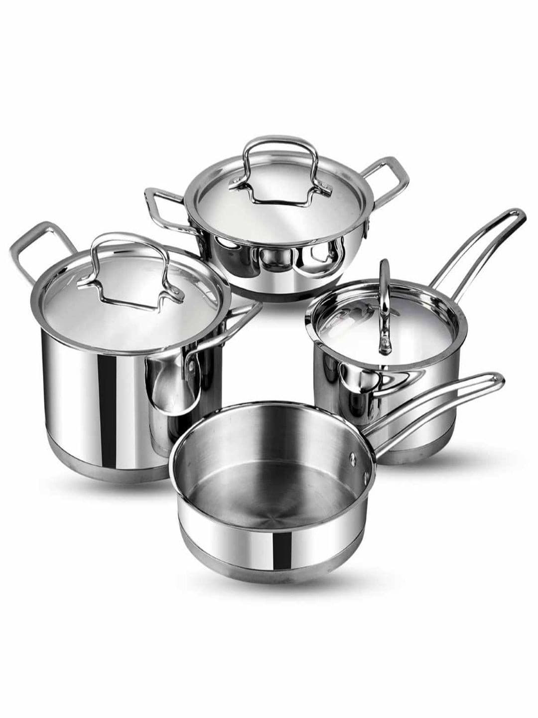 Vinod Silver-Toned Induction Base Stainless Steel Cookware Set of