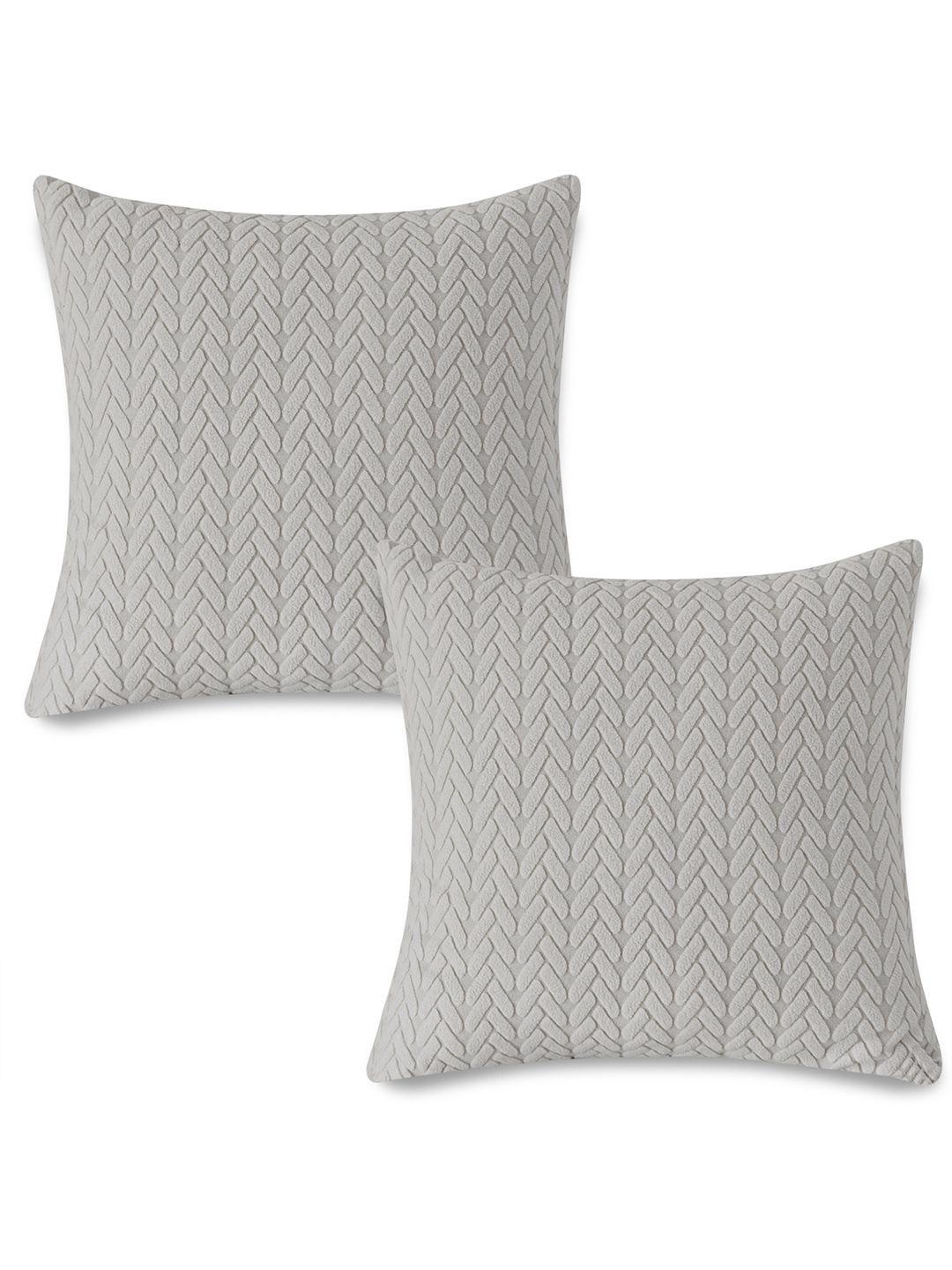 HOKIPO Light Grey Jacquard Sofa Cushion Covers, 18x18 Inches, Set of 2