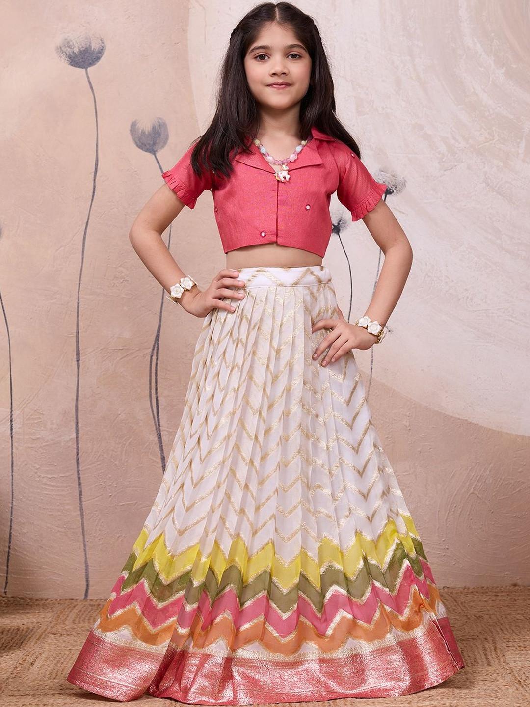 KALINI Girls Sequinned Ready to Wear Lehenga &