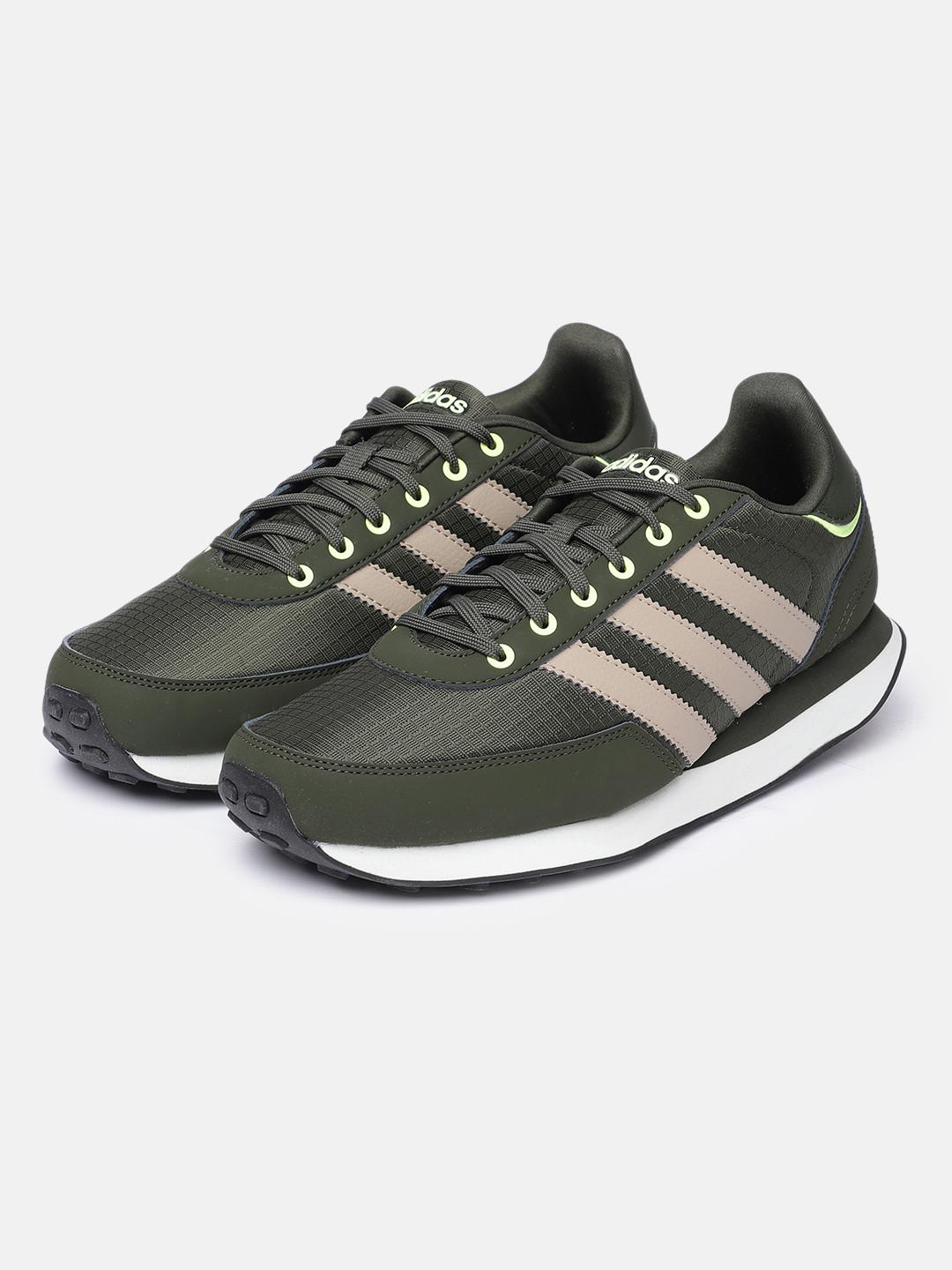 ADIDAS Men Olive Striped Sports Shoes