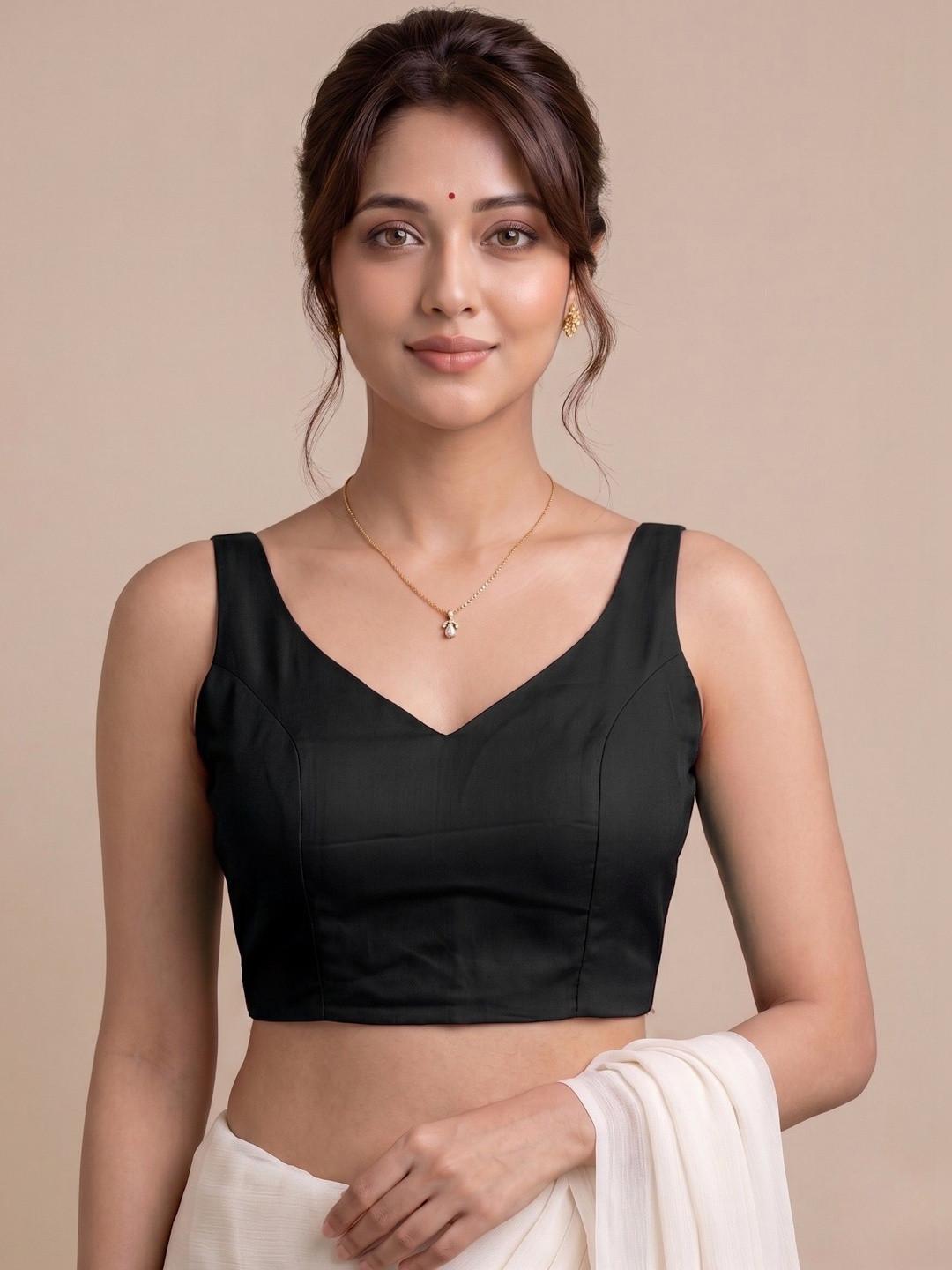 Rasapriya V Neck Sleeveless Saree Blouse