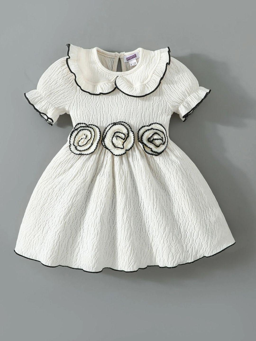 Hopscotch Rose Applique Puff Sleeves Dress