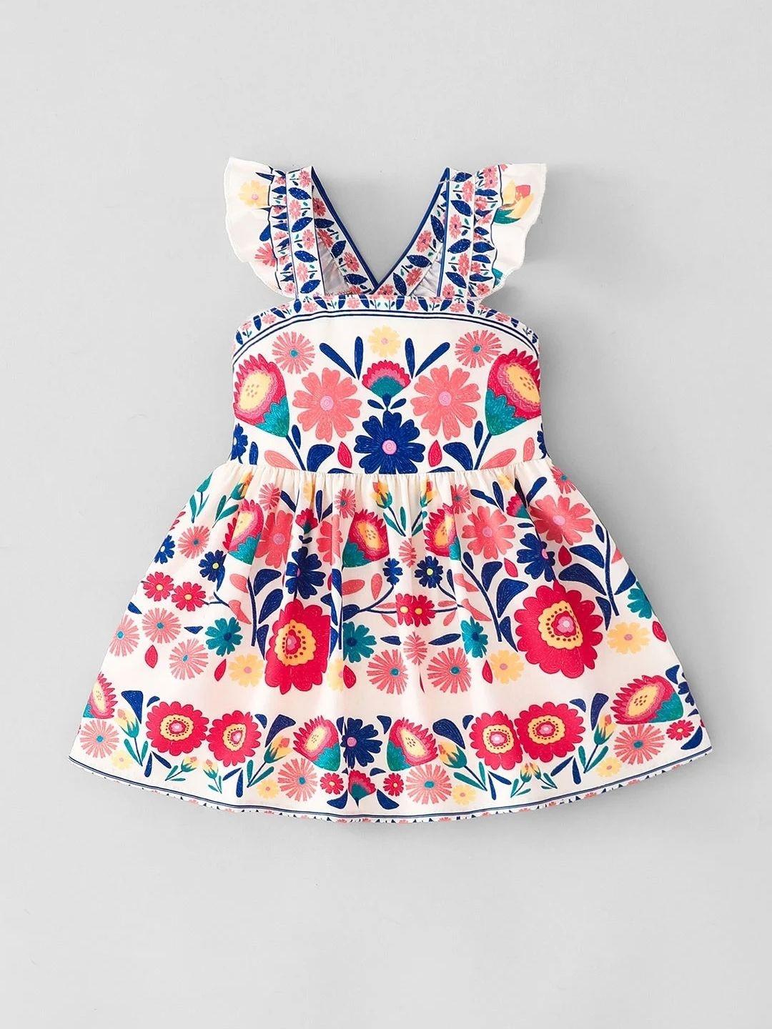 Hopscotch Floral Print Polyester A-Line Dress