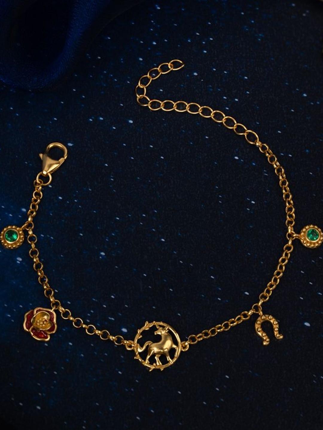 SHAYA Women Cubic Zirconia Gold-Plated Charm Bracelet