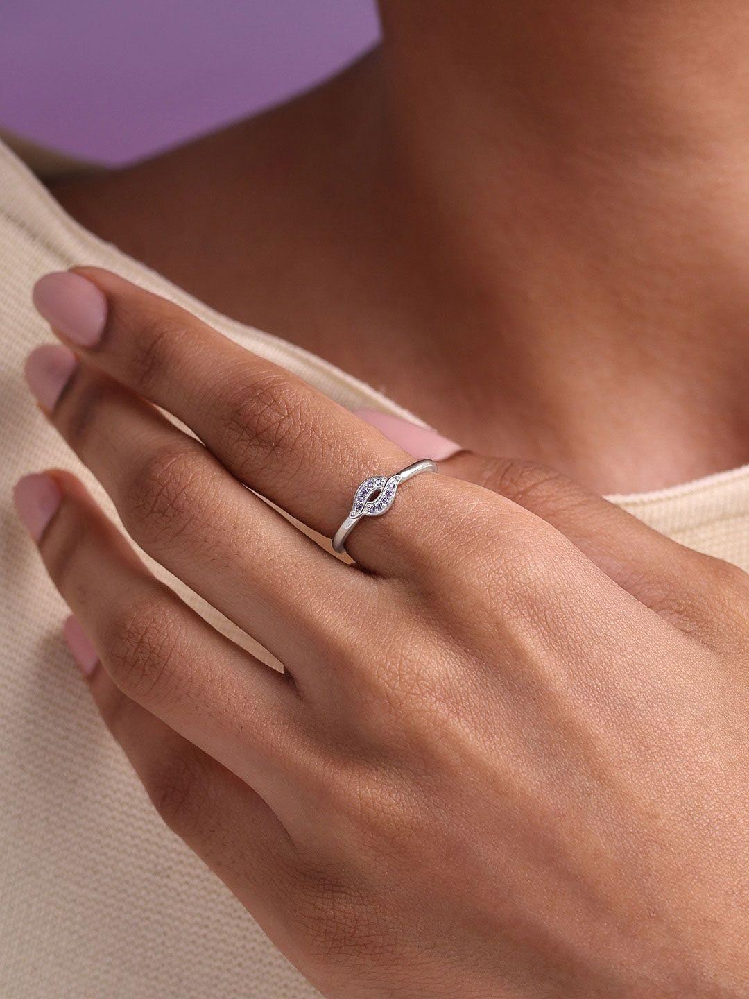 SHAYA Women Sterling Silver Cubic Zirconia Finger Ring