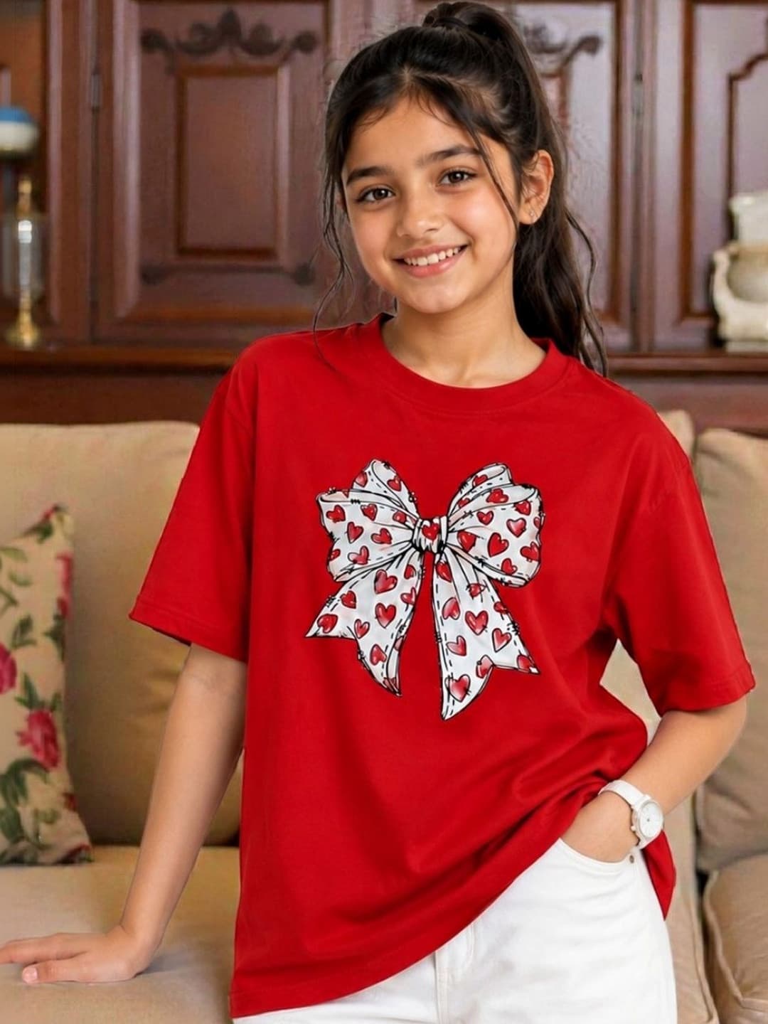 KEESOR Girls Oversize Treandy Tshirt Printed Cotton T-shirt
