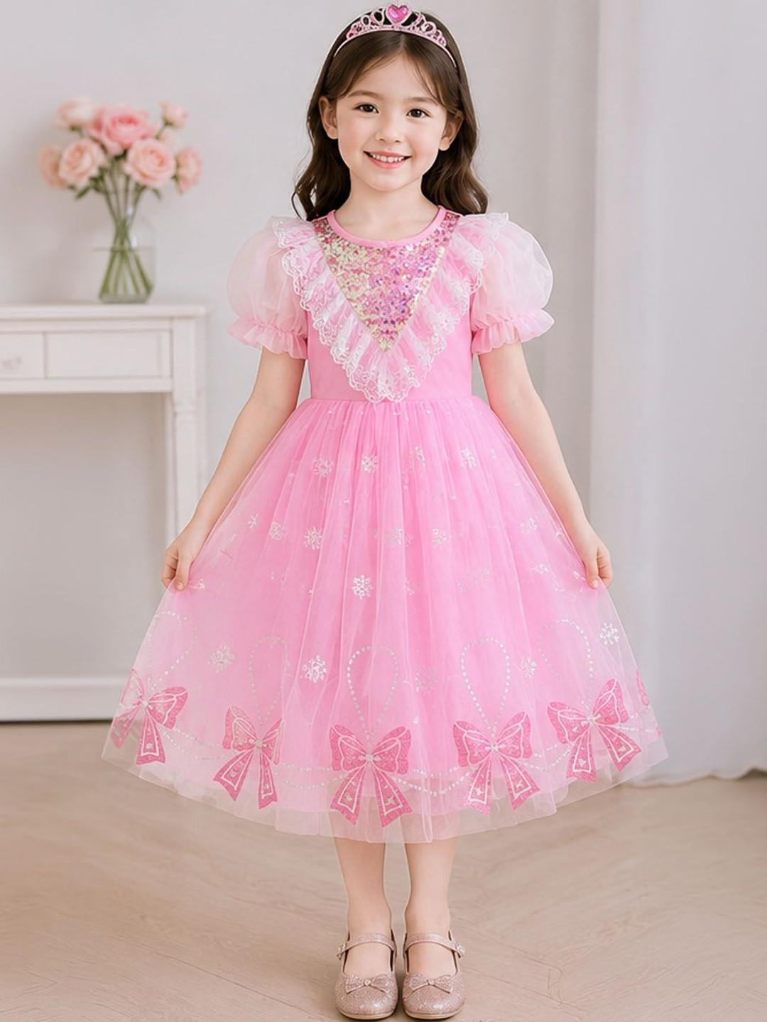 Sparklepop Puff Sleeve Fit & Flare Dress